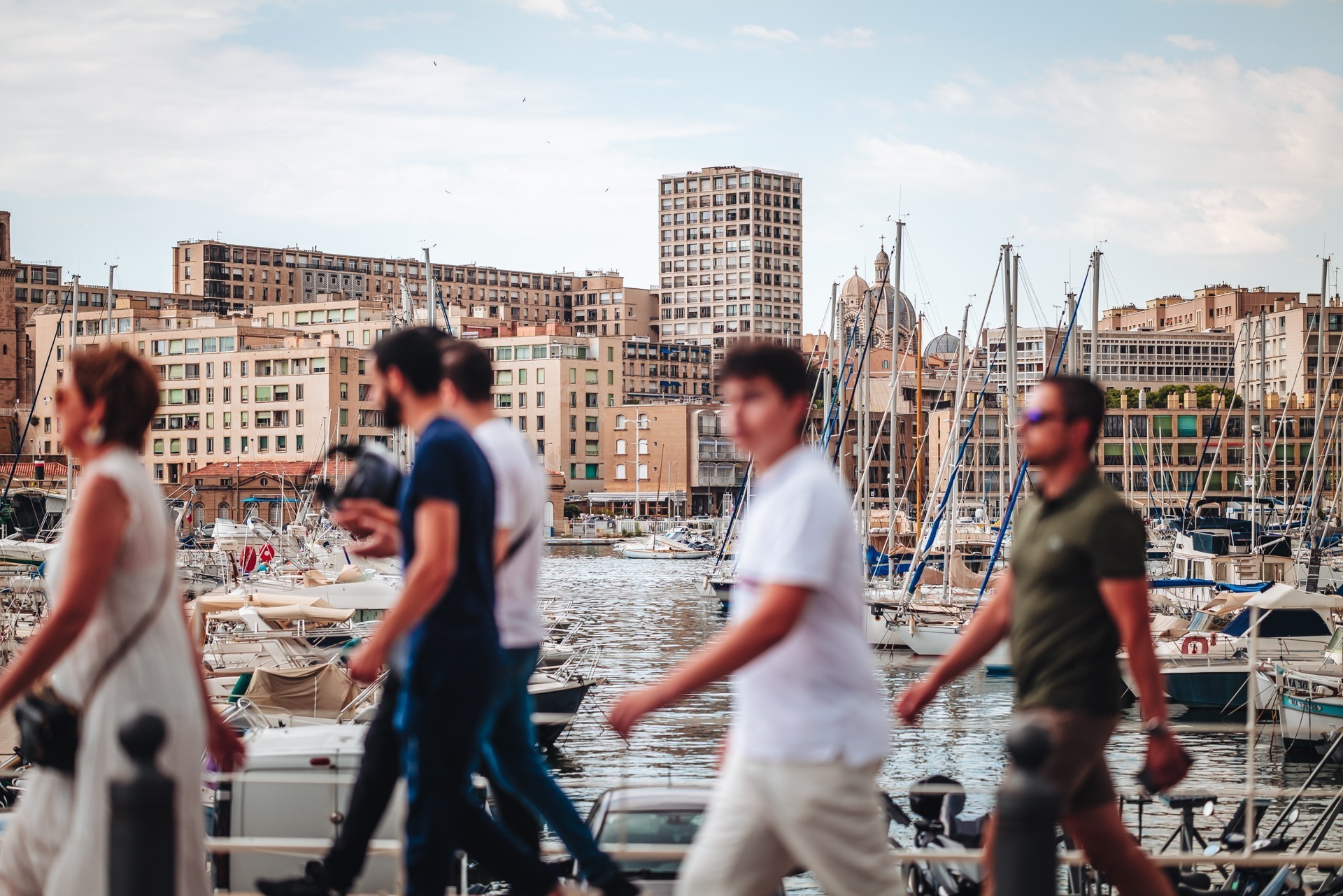 MARSEILLE, FRANCE-JUNE 2022: Life around the old harbor
