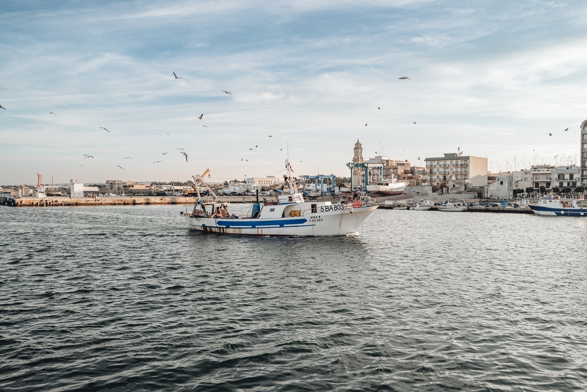 Mola di Bari, Italy – January 2023: local life scene by the fish