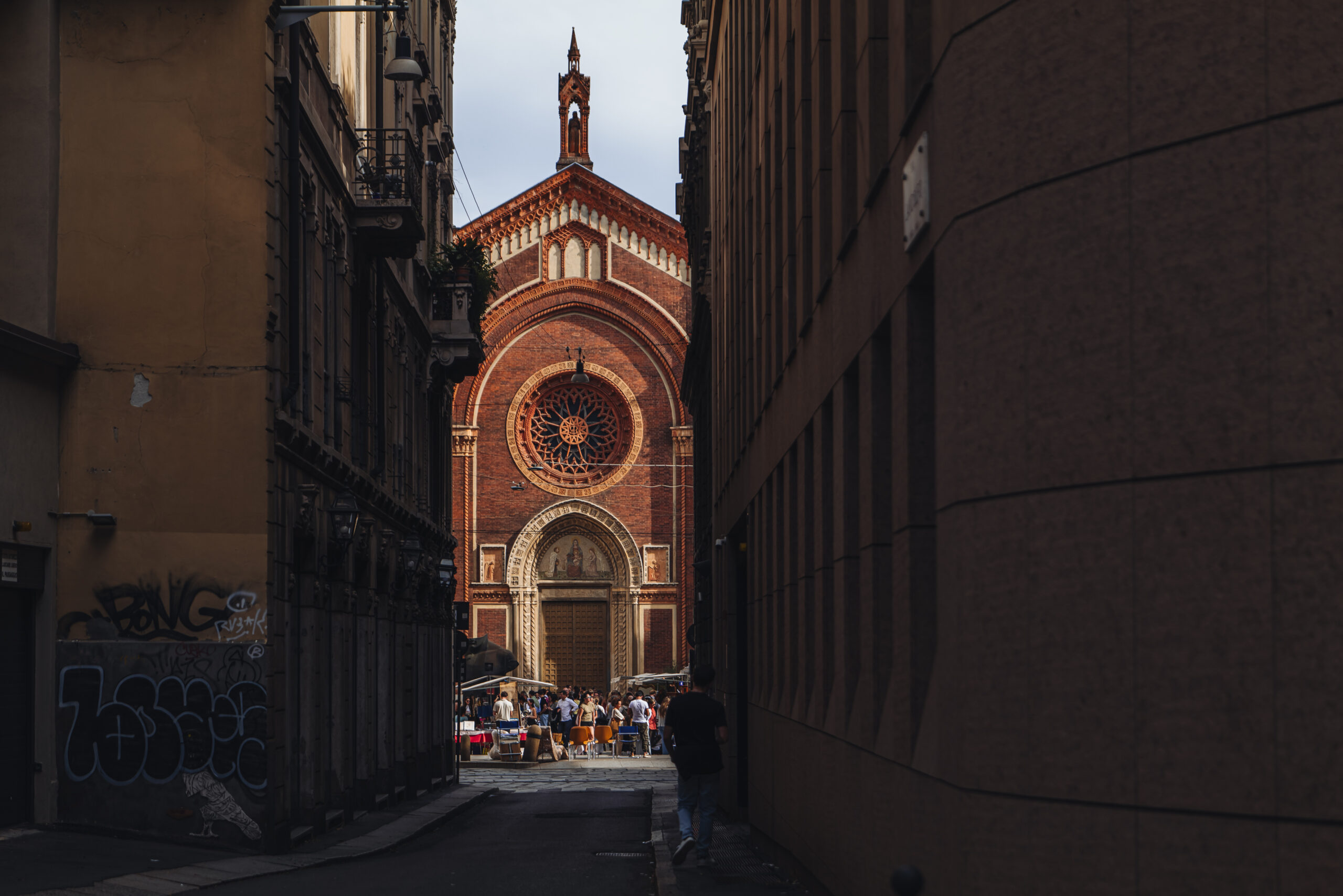 Milan, Italy – October 2023: Chiesa del Carmine in Brera distric